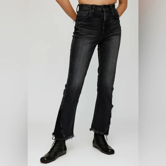 Moussy Vintage Alhambra Flare-Hi Jeans Wide Leg Black Women’s 29 Western‎ Grunge - Picture 2 of 12